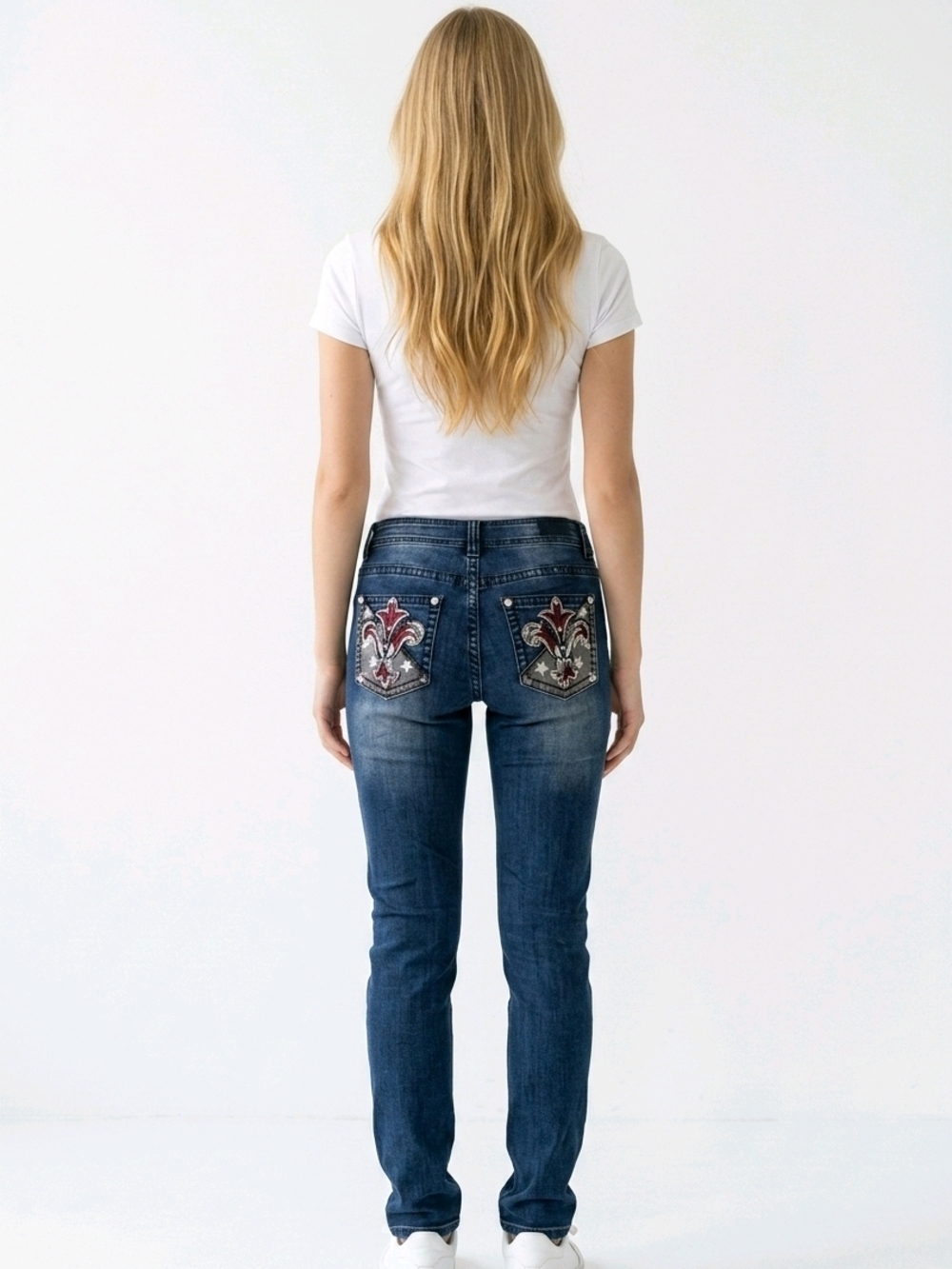 Reba Rhinestone Embellished Jeans Size 4 Western Style Bling Pockets - Picture 4 of 14